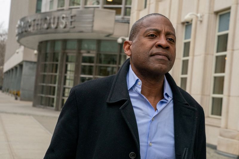 &copy; Reuters. FILE PHOTO: Carlos Watson, CEO of Ozy Media, departs U.S. Federal Court in Brooklyn after being arrested and charged with fraud in New York City, New York, U.S., February 23, 2023. REUTERS/David Dee Delgado/File Photo