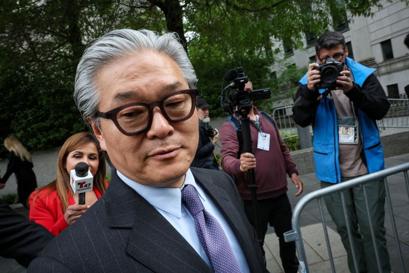 &copy; Reuters. FILE PHOTO: Sung Kook (Bill) Hwang, the founder and head of a private investment firm known as Archegos, exits following the first day of testimony at the Manhattan federal courthouse in New York City, U.S., May 13, 2024. REUTERS/Brendan McDermid/File Pho