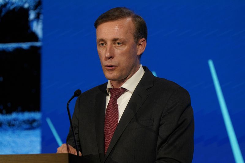 © Reuters. U.S. National Security Advisor Jake Sullivan speaks at the U.S. Chamber of Commerce NATO Summit Defense Industry Forum in Washington, U.S., July 9, 2024. REUTERS/Elizabeth Frantz/File Photo