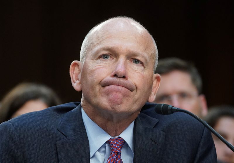 &copy; Reuters. FILE PHOTO: Boeing's CEO Dave Calhoun testifies before a Senate Homeland Security and Governmental Affairs Committee Investigations Subcommittee hearing on the safety culture at Boeing, on Capitol Hill in Washington, U.S., June 18, 2024. REUTERS/Kevin Lam