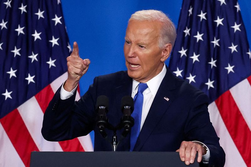 &copy; Reuters. Presidente dos EUA, Joe Biden, dá entrevista coletivan11/07/2024nREUTERS/Yves Herman