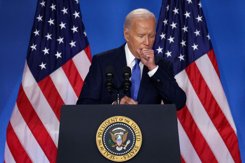 &copy; Reuters. Presidente dos EUA, Joe Biden, dá entrevista coletiva em Washingtonn11/07/2024nREUTERS/Yves Herman