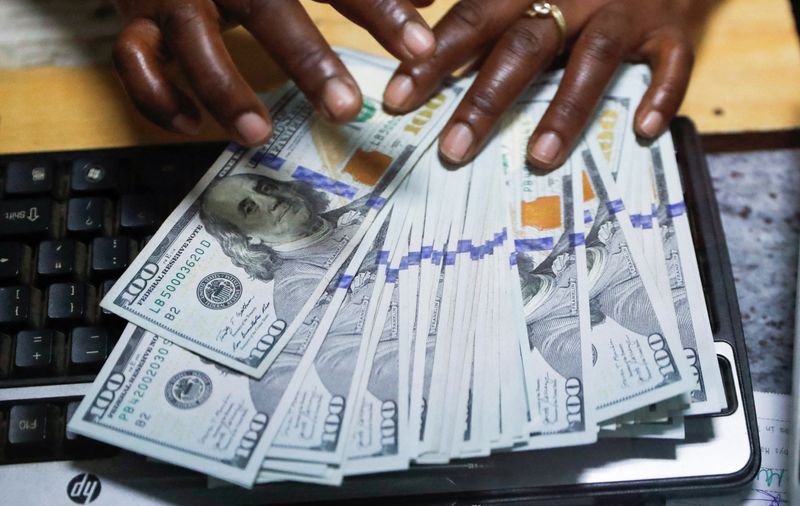 &copy; Reuters. A teller sorts U.S. dollar banknotes inside the cashier's booth at a forex exchange bureau in downtown Nairobi, Kenya February 16, 2024. REUTERS/Thomas Mukoya/File Photo