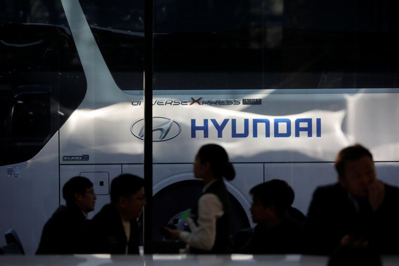 &copy; Reuters. FILE PHOTO: The logo of Hyundai Motors is seen at the company's headquarters in Seoul, South Korea, March 22, 2019.     REUTERS/Kim Hong-Ji/File Photo