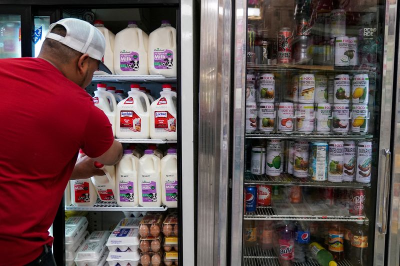 © Reuters. FILE PHOTO: A person arranges groceries in El Progreso Market in the Mount Pleasant neighborhood of Washington, D.C., U.S., August 19, 2022. REUTERS/Sarah Silbiger/File Photo