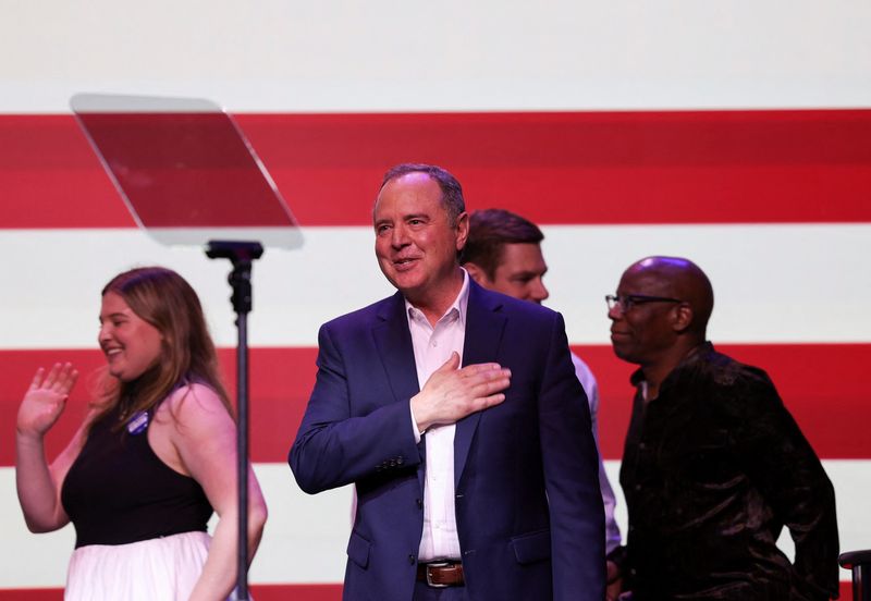 © Reuters. U.S. Representative Adam Schiff (D-CA) attends an 'Election Night Party with Adam Schiff' event on the day of the Super Tuesday primary election, at the Avalon Theater in Los Angeles, California, U.S., March 5, 2024. REUTERS/Aude Guerrucci/File Photo