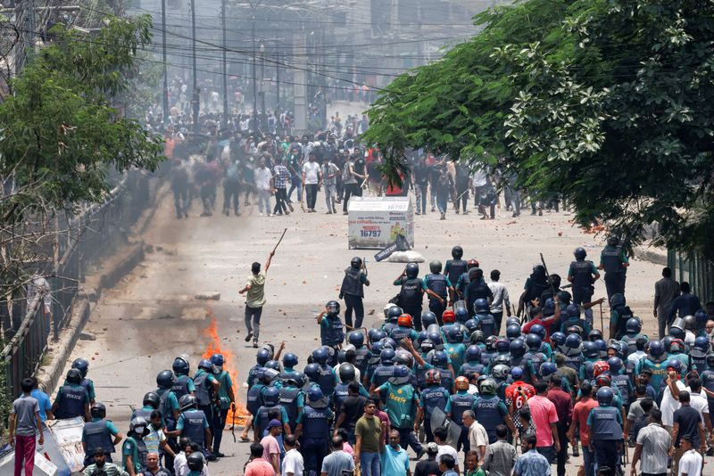 &copy; Reuters. Protesto em Dacan 18/7/2024   REUTERS/Mohammad Ponir Hossain
