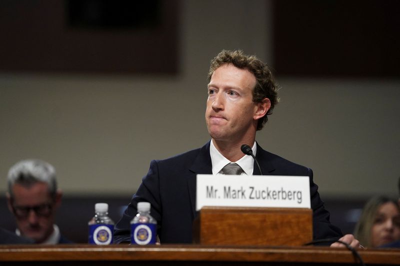 &copy; Reuters. FILE PHOTO: Meta's CEO Mark Zuckerberg attends the Senate Judiciary Committee hearing on online child sexual exploitation at the U.S. Capitol, in Washington, U.S., January 31, 2024. REUTERS/Nathan Howard/File Photo