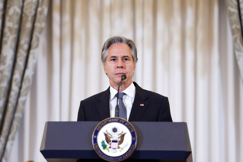 © Reuters. FILE PHOTO: U.S. Secretary of State Antony Blinken delivers remarks during the release of the 2024 Trafficking in Persons (TIP) Report at the State Department in Washington, U.S., June 24, 2024. REUTERS/Amanda Andrade-Rhoades/File Photo