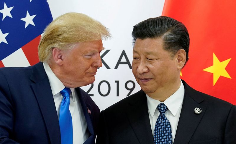 © Reuters. FILE PHOTO: Then-U.S. President Donald Trump meets with China's President Xi Jinping in Osaka, Japan, June 29, 2019. REUTERS/Kevin Lamarque/File Photo