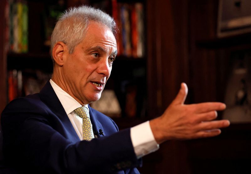 &copy; Reuters. U.S. Ambassador to Japan Rahm Emanuel speaks during an interview with Reuters at the ambassador's residence in Tokyo, Japan, October 30, 2023. REUTERS/Issei Kato/File Photo