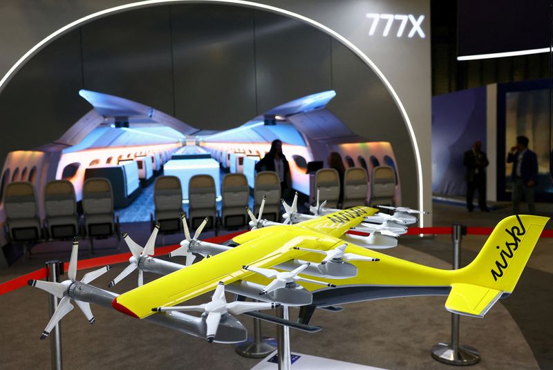 &copy; Reuters. FILE PHOTO: A model of Boeing's autonomous eVTOL air taxi Wisk is displayed during the Singapore Airshow at Changi Exhibition Centre in Singapore February 21, 2024. REUTERS/Edgar Su/File Photo