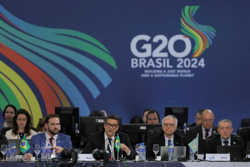 © Reuters. FILE PHOTO: Brazil's Central Bank President Roberto Campos Neto speaks during the opening of the G20 Finance Ministers and Central Banks Governors meeting, in Sao Paulo, Brazil, February 28, 2024. REUTERS/Carla Carniel/File Photo