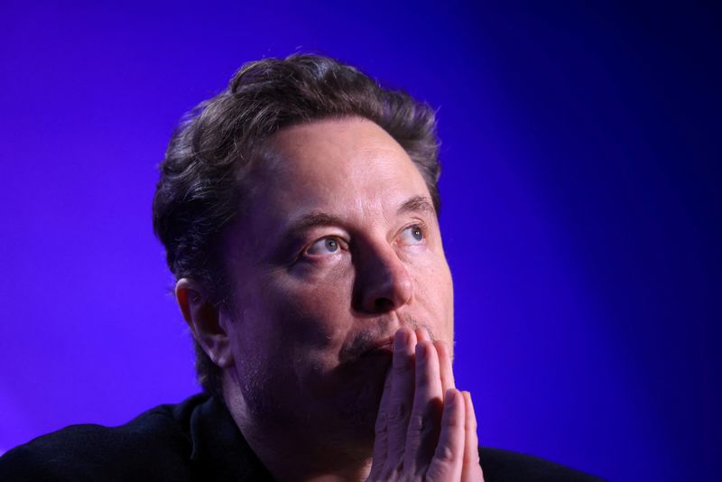 &copy; Reuters. FILE PHOTO: Elon Musk, Chief Executive Officer of SpaceX and Tesla and owner of X looks on during the Milken Conference 2024 Global Conference Sessions at The Beverly Hilton in Beverly Hills, California, U.S., May 6, 2024.  REUTERS/David Swanson/File Phot