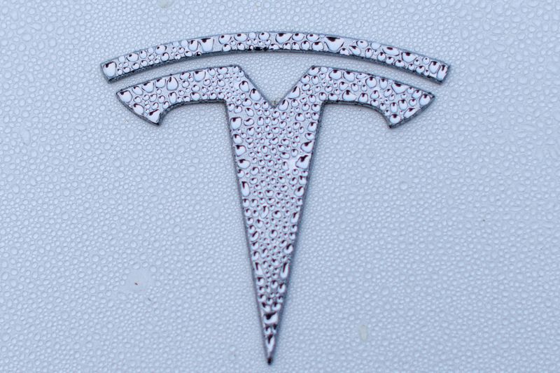 © Reuters. Logo da Tesla em carro Model Y na Califórnia
20/10/2023 REUTERS/Mike Blake