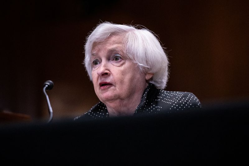 &copy; Reuters. U.S. Treasury Secretary Janet Yellen testifies before a Senate Appropriations Financial Services and General Government Subcommittee hearing on President Biden’s proposed budget request for the Department of Treasury, on Capitol Hill in Washington, U.S.