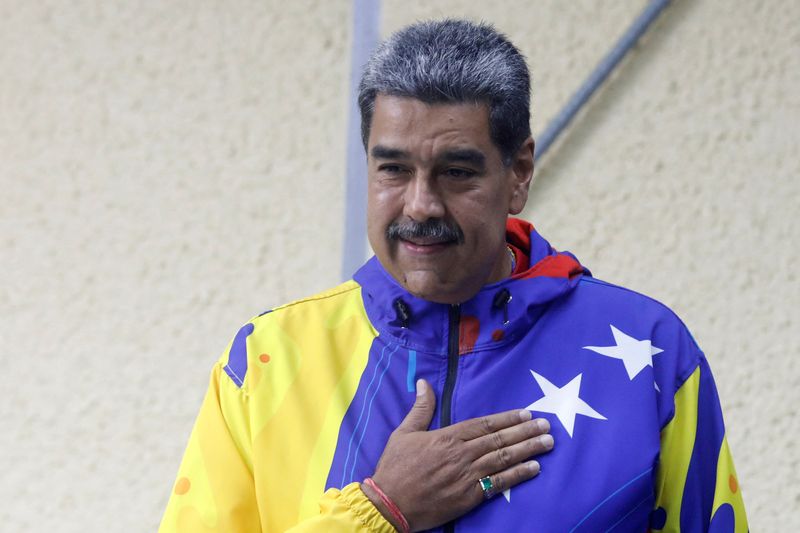 © Reuters. Venezuelan President Nicolas Maduro reacts on the day of voting during presidential election in Caracas, Venezuela July 28, 2024. REUTERS/Fausto Torrealba