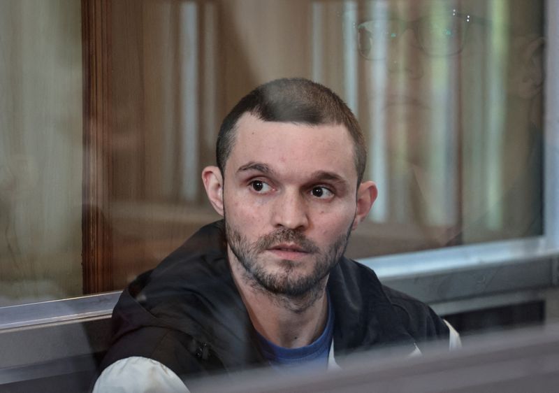 &copy; Reuters. FILE PHOTO: Gordon Black, a U.S. Army staff sergeant, who was detained in Russia on May 2 on suspicion of stealing from a woman he was in a relationship with, appears in a court in Vladivostok, Russia, June 19, 2024. REUTERS/Tatiana Meel/File Photo