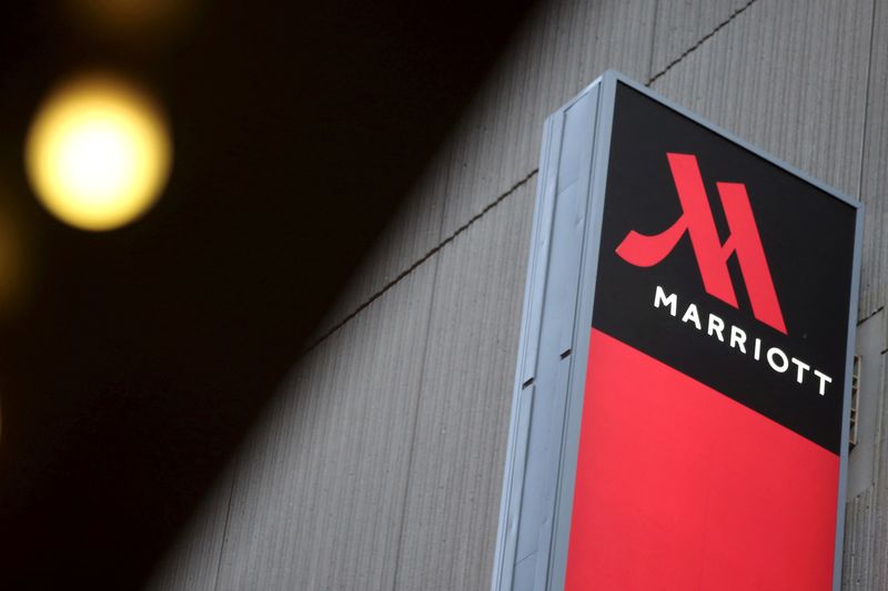 © Reuters. FILE PHOTO: Signage for the New York Marriott Marquis is seen in Manhattan, New York, November 16, 2015. REUTERS/Andrew Kelly/File Photo