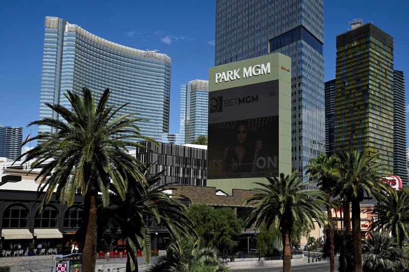 &copy; Reuters. FILE PHOTO: An exterior view of Park MGM Hotel and Casino in Las Vegas, Nevada, U.S., September 13, 2023. REUTERS/Bridget Bennett/File Photo