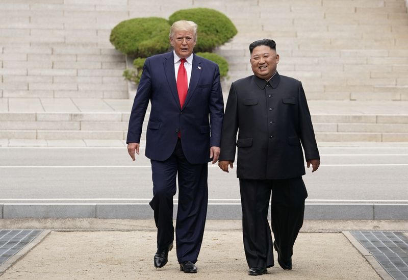 &copy; Reuters. FILE PHOTO: U.S. President Donald Trump meets with North Korean leader Kim Jong Un at the demilitarized zone separating the two Koreas, in Panmunjom, South Korea, June 30, 2019. REUTERS/Kevin Lamarque/File Photo