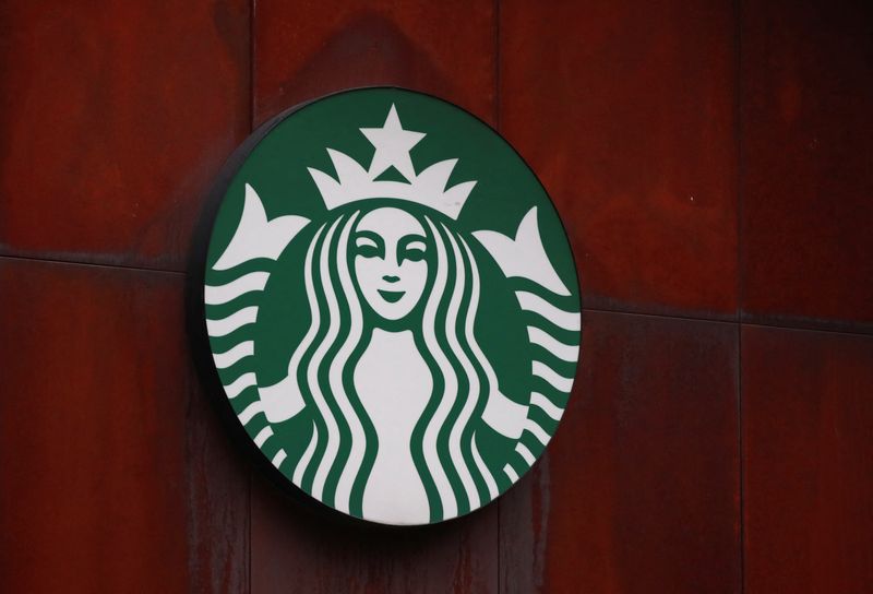 &copy; Reuters. FILE PHOTO: A view shows the logo of an American coffee company, Starbucks, on a wall outside a coffee shop in Mexico City, Mexico July 24, 2024. REUTERS/Henry Romero/File Photo