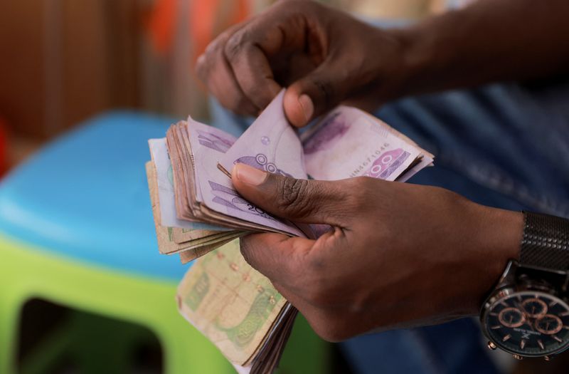 &copy; Reuters. A man counts Ethiopia's birr notes in Merkato, one of Africa's biggest open air market, in Addis Ababa, Ethiopia, April 25, 2024. REUTERS/Tiksa Negeri/ File Photo