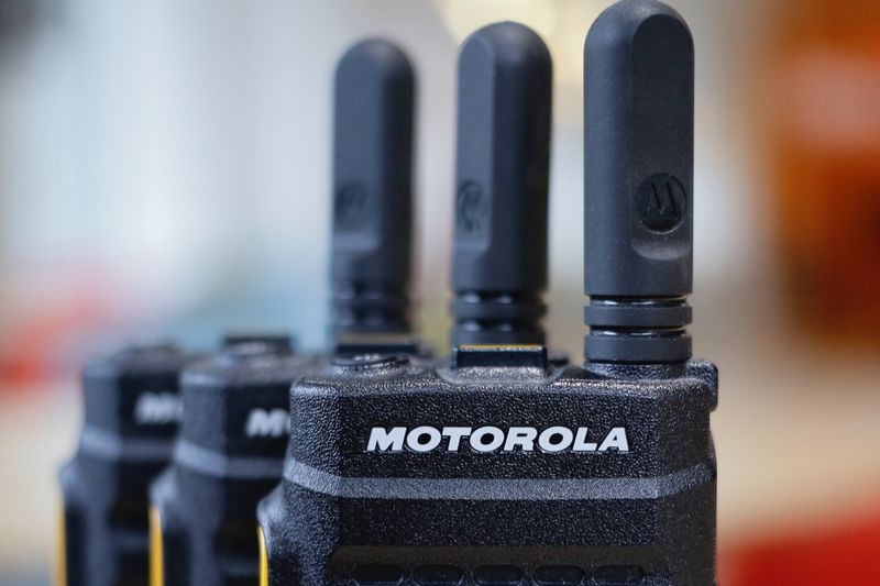 © Reuters. FILE PHOTO: Motorloa two way radio walkie-talkies. REUTERS/Kevin Coombs/ File Photo