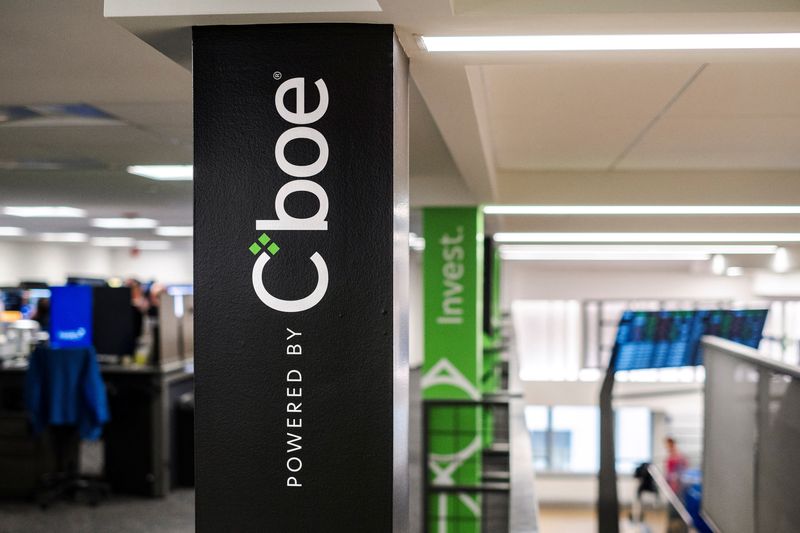 &copy; Reuters. FILE PHOTO: A logo for CBOE (Chicago Board Options Exchange) Global Markets is displayed at their headquarters in Chicago, Illinois, U.S., April 11, 2024. REUTERS/Jim Vondruska/File Photo