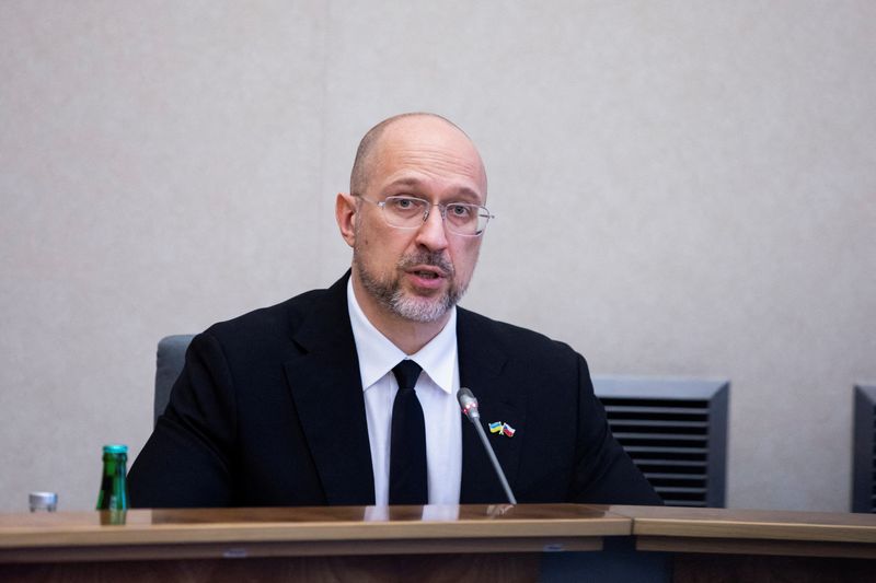 &copy; Reuters. FILE PHOTO: Ukraine's Prime Minister Denys Shmyhal speaks during a meeting in support of Ukraine with Czech government ministers leaders and government representatives in Prague, Czech Republic, July 16, 2024. REUTERS/Eva Korinkova/File Photo