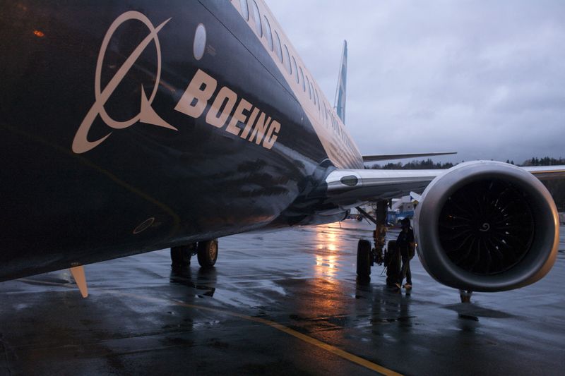 © Reuters. FILE PHOTO: A Boeing 737 MAX sits outside the hangar during a media tour of the Boeing 737 MAX at the Boeing plant in Renton, Washington December 8, 2015. REUTERS/Matt Mills McKnight/File Photo