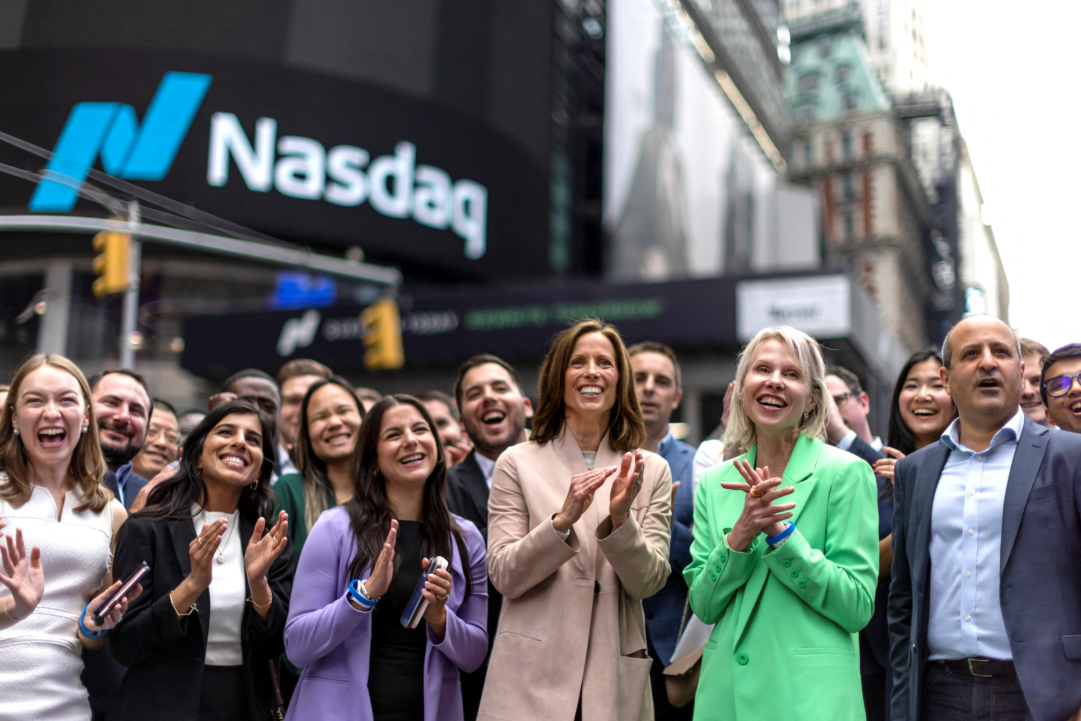 &copy; Reuters. FILE PHOTO: Samara Cohen, BlackRock's CIO of ETF and Index Investments stands near the Nasdaq building after attending the closing bell to celebrate the launch of the first U.S. spot Ethereum ETF at the Nasdaq MarketSite, at Times Square in New York City,