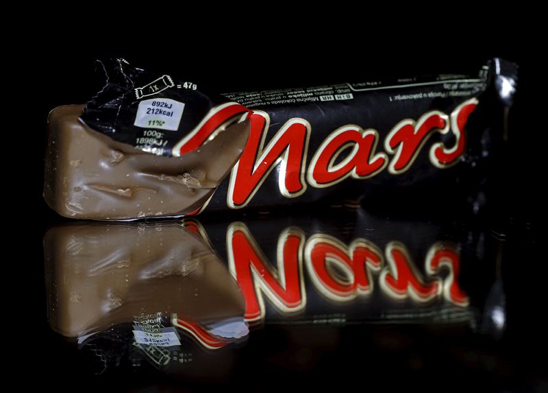 © Reuters. Mars bars are seen in this picture illustration taken February 23, 2016. REUTERS/Dado Ruvic/Illustration/File Photo