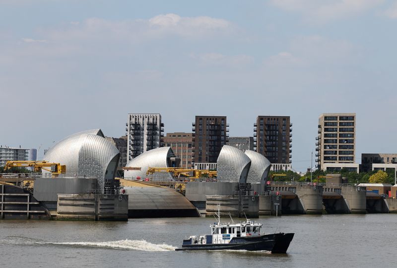 &copy; Reuters. FILE PHOTO: A general view of the Thames Barrier in London, Britain, June 24, 2024. REUTERS/Isabel Infantes/File Photo