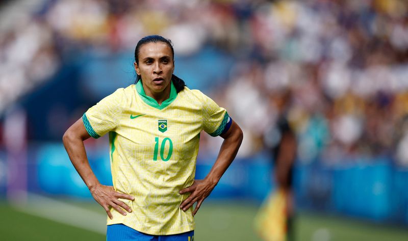 &copy; Reuters. Marta em partida do Brasil nos Jogos Olímpicosn28/07/2024nREUTERS/Benoit Tessier