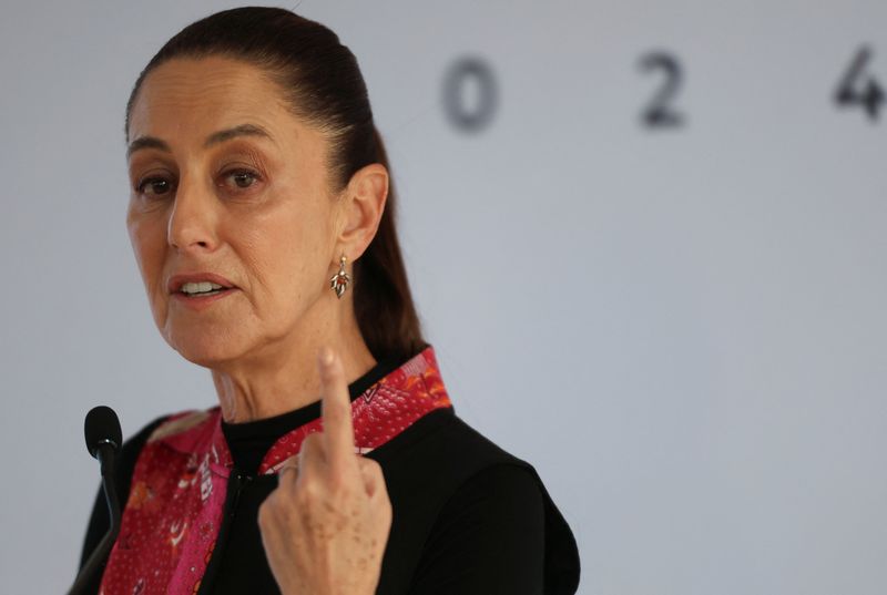 © Reuters.  FILE PHOTO: Mexico's President-elect Claudia Sheinbaum speaks during a news conference in Mexico City, Mexico, July 22, 2024. REUTERS/Luis Cortes/File Photo