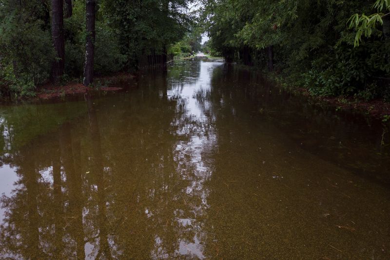 &copy; Reuters. FILE PHOTO: A floodwater is seen on a road as Tropical Storm Debby moves across South Carolina, in Marion, South Carolina, U.S., August 8, 2024. REUTERS/Marco Bello/File Photo