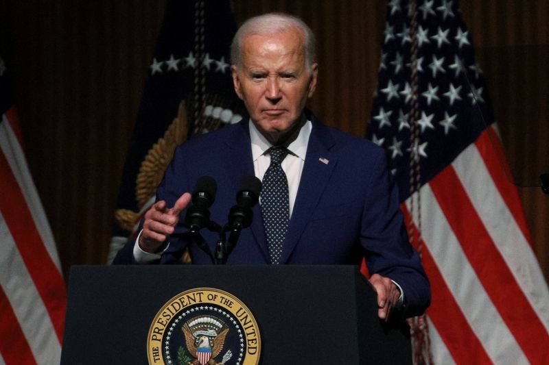 &copy; Reuters. U.S. President Joe Biden delivers remarks to commemorate the 60th anniversary of the signing of the Civil Rights Act at the LBJ Presidential Library in Austin, Texas, U.S., July 29, 2024. REUTERS/Kaylee Greenlee Beal/File photo