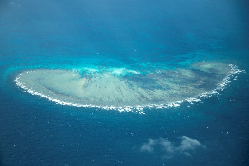 © Reuters. An aerial view shows the Menzies Reef, locally known as Lakandula, in the contested Spratly Islands, South China Sea, March 9, 2023. REUTERS/Eloisa Lopez/File Photo