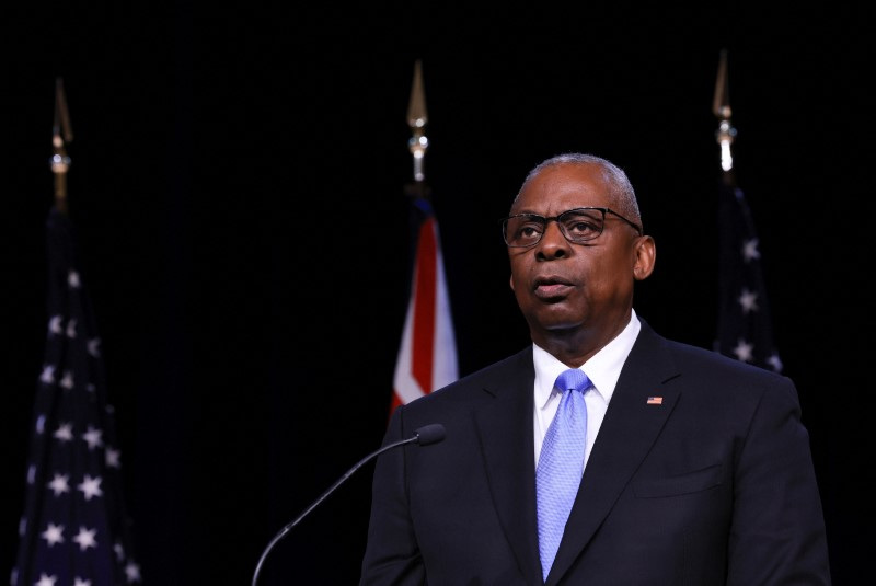 © Reuters. U.S. Defense Secretary Lloyd Austin attends a joint press conference during the 2024 Australia-U.S. Ministerial Consultations (AUSMIN) at the U.S. Naval Academy in Annapolis, Maryland, U.S., August 6, 2024. REUTERS/Kevin Mohatt/File Photo