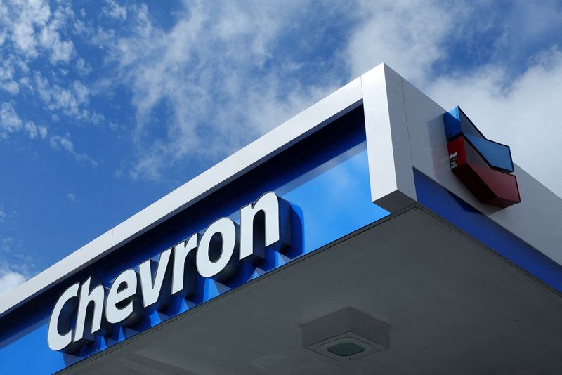 &copy; Reuters. FILE PHOTO: A Chevron gas station sign is seen in Austin, Texas, U.S., October 23, 2023.   REUTERS/Brian Snyder/File Photo