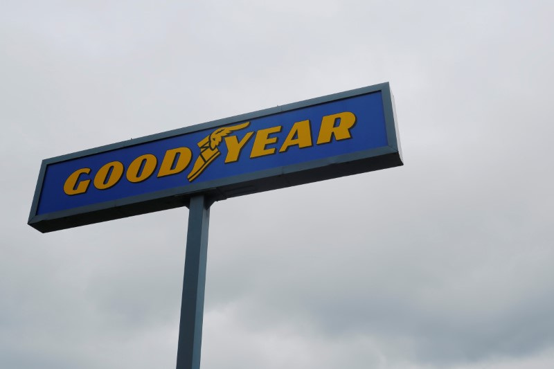 &copy; Reuters. A sign stands over a Goodyear Tire facility in Somerville, Massachusetts, U.S., July 25, 2017.   REUTERS/Brian Snyder/File Photo