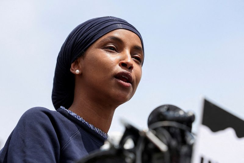 &copy; Reuters. FILE PHOTO: U.S. Representative Ilhan Omar (D-MN) speaks during a press conference on Capitol Hill in Washington, U.S., May 23, 2024. REUTERS/Amanda Andrade-Rhoades/File Photo