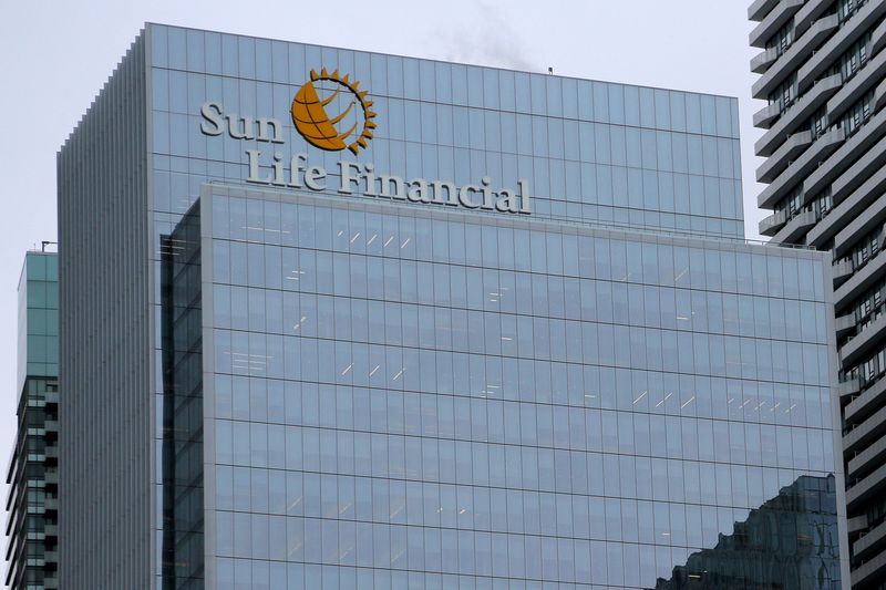 &copy; Reuters. FILE PHOTO: The Sun Life Financial logo is seen at their corporate headquarters of One York Street in Toronto, Ontario, Canada, February 11, 2019.  REUTERS/Chris Helgren/File Photo