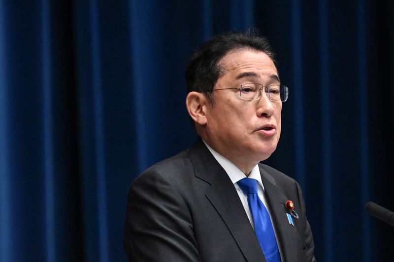 &copy; Reuters. Japan's Prime Minister Fumio Kishida speaks during a press conference at the prime minister's office in Tokyo on August 14, 2024. Kishida confirmed on August 14 that he will not seek re-election as head of his party next month, meaning the end of his prem