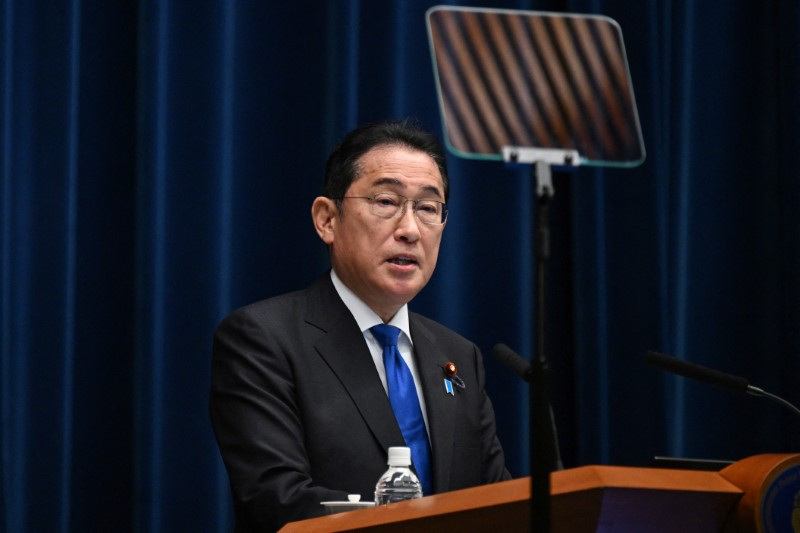 © Reuters. Japan's Prime Minister Fumio Kishida speaks during a press conference at the prime minister's office in Tokyo on August 14, 2024. Kishida confirmed on August 14 that he will not seek re-election as head of his party next month, meaning the end of his premiership.     PHILIP FONG/Pool via REUTERS