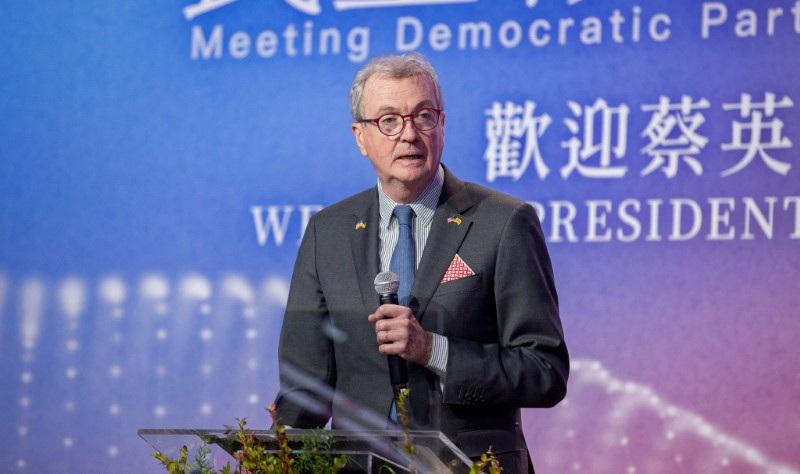 &copy; Reuters. New Jersey Governor Phil Murphy speaks during an event with Taiwan's President Tsai Ing-wen and members of the Taiwanese community, in New York, U.S., in this handout picture released March 30, 2023. Taiwan Presidential Office/Handout via REUTERS/File Pho