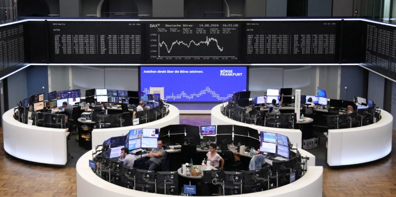 &copy; Reuters. The German share price index DAX graph is pictured at the stock exchange in Frankfurt, Germany, August 14, 2024.     REUTERS/Staff