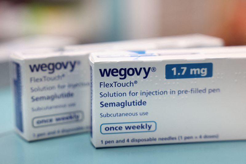 &copy; Reuters. FILE PHOTO: Boxes of Wegovy made by Novo Nordisk are seen at a pharmacy in London, Britain March 8, 2024. REUTERS/Hollie Adams/File Photo