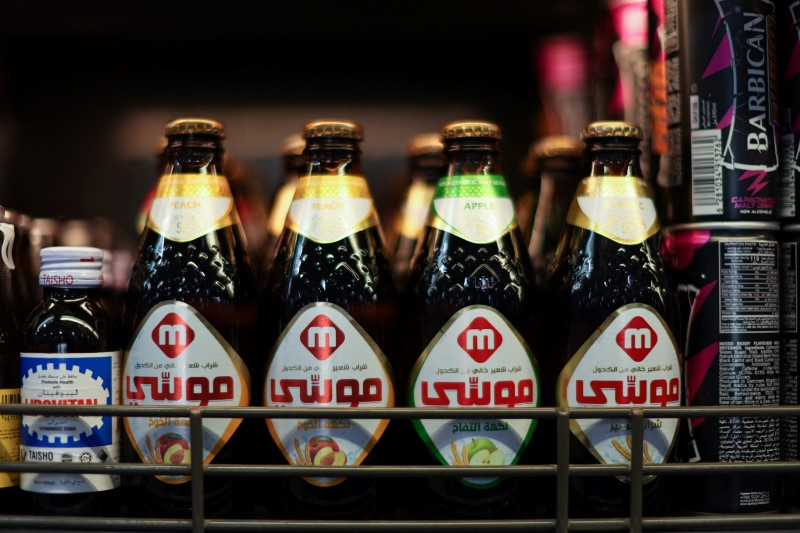 © Reuters. Non-alcoholic drinks by Moussy are displayed at a supermarket in Manama, Bahrain, August 15, 2024. REUTERS/Hamad I Mohammed